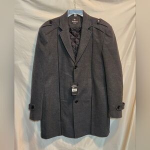 Dewberry Couture Deluxe New Men's Wool  Coat, Dark Gray, Size XL, Antrasit